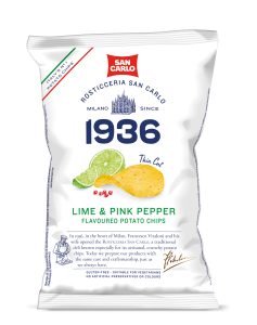 San Carlo Lime & Pink Pepper – krompirjev čips z limeto in rožnatim poprom 150 g San Carlo Lime & Pink Pepper – krompirjev čips z limeto in rožnatim poprom 150 g