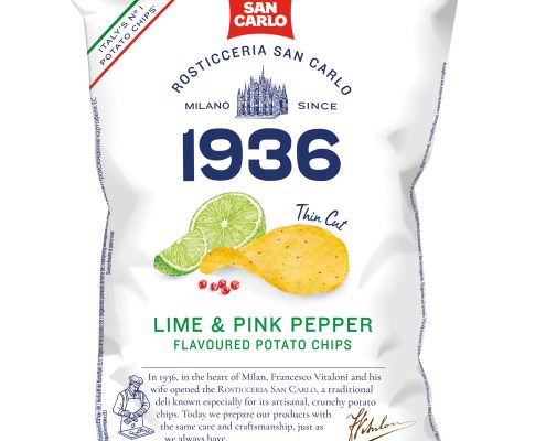 San Carlo Lime & Pink Pepper – krompirjev čips z limeto in rožnatim poprom 150 g San Carlo Lime & Pink Pepper – krompirjev čips z limeto in rožnatim poprom 150 g